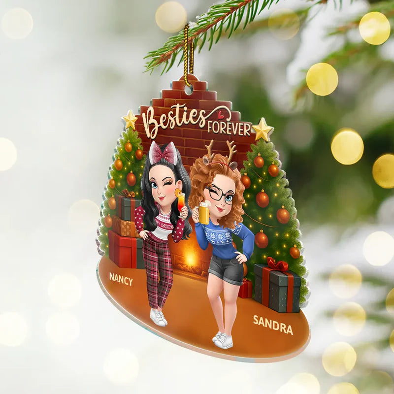 3D Effect Turban Woman Besties Forever - Personalized Custom Shaped Acrylic Ornament