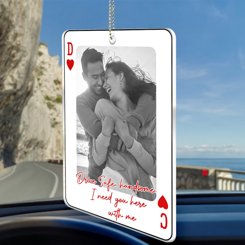 Custom Photo Drive Safe Handsome Playing Card - Personalized Acrylic Car Hanger