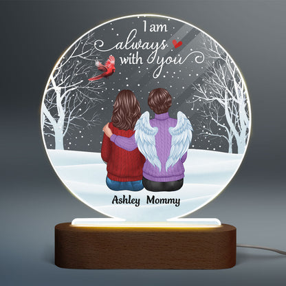Cardinal Always With You Memorial Snow Personalized Circle Acrylic Plaque LED Lamp Night Light