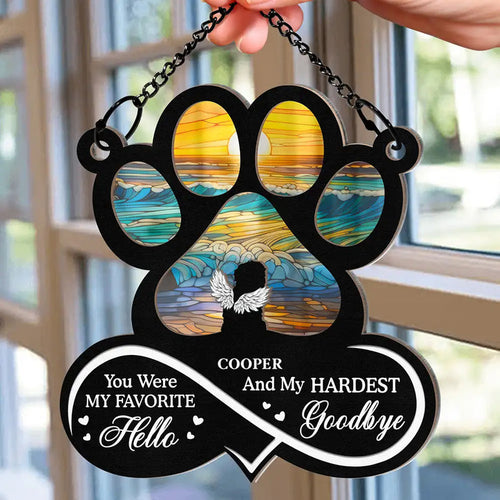 Pet Forever In My Heart Always Loved - Personalized Window Hanging Suncatcher Ornament