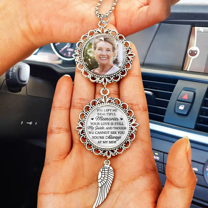 Custom Photo You Left Me Beautiful Memories Memorial - Personalized Photo Pendant Charm
