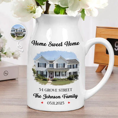Custom Photo Our First Home Housewarming Gifts For Couple Family - Personalized Ceramic Flower Vase