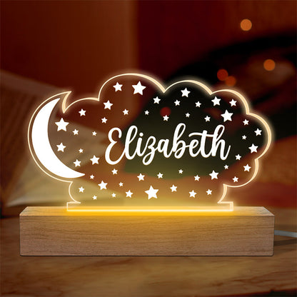 Lovely Moon & Stars - Family Personalized Custom Heart 3D LED Light - Mother's Day, Baby Shower Gift, Gift For First Mom