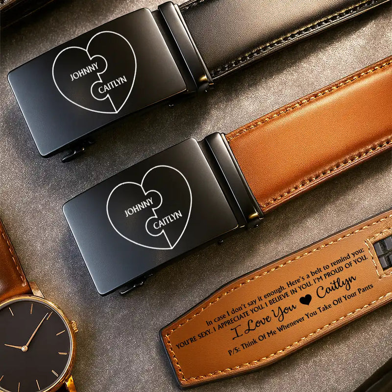 A Belt To Remind You I'm Proud Of You - Gift For Husband, Boyfriend, Anniversary - Personalized Leather Belt With Engraved Buckle