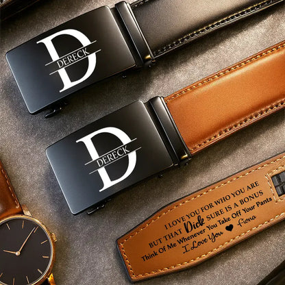 I Love You For Who You Are Gift For Husband Boy Friend - Personalized Leather Belt With Engraved Buckle