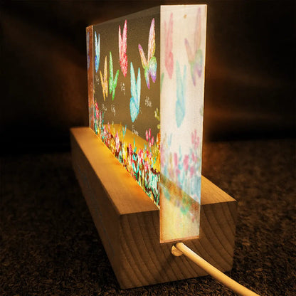 Besties Sisters Friends With Crystal Butterfly Effect - Personalized Rectangle LED Light