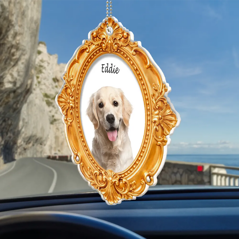 Custom Photo Pet Memorial Ornate Frame Gift For Pet Lovers - Personalized Acrylic Car Hanger