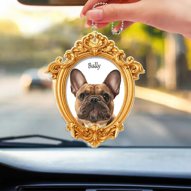 Custom Photo Pet Memorial Ornate Frame Gift For Pet Lovers - Personalized Acrylic Car Hanger