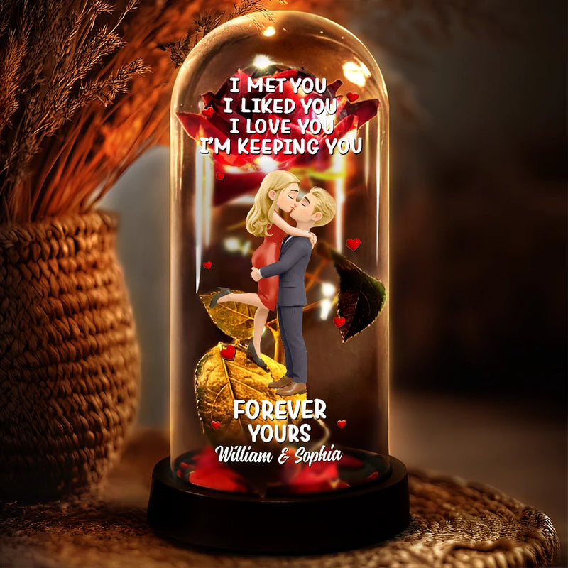 Forever Yours 3D Effect Flannel Standing Couple - Personalized Everlasting Rose Dome Lamp