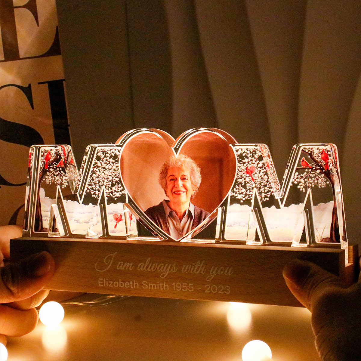 I'm Always With You, Memorial Sympathy Gift, Photo Personalized LED Night Light