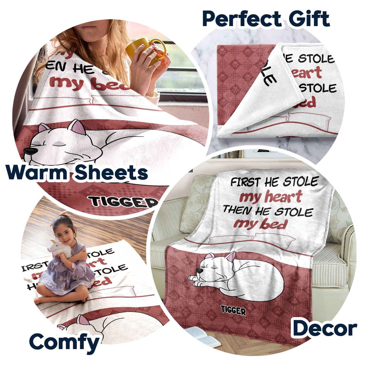 Dog Cat Stole My Heart - Gift For Pet Lovers - Personalized Fleece Blanket