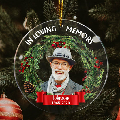 Custom Photo In Loving Memory - Christmas, Memorial Gift For Family, Pet Lovers - Personalized Circle Acrylic Ornament