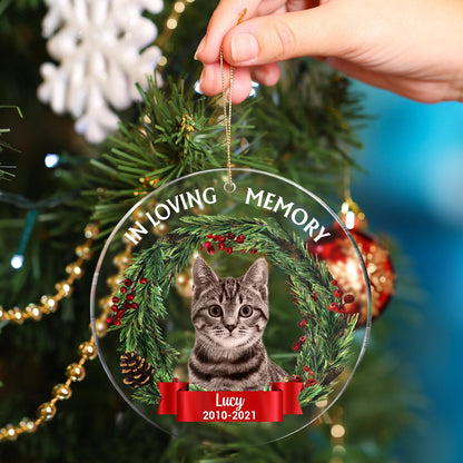 Custom Photo In Loving Memory - Christmas, Memorial Gift For Family, Pet Lovers - Personalized Circle Acrylic Ornament