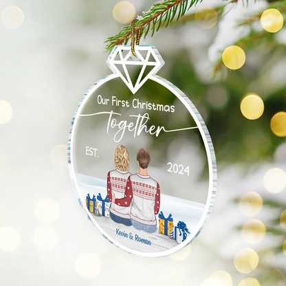 Our First Christmas Married - Gift For Couples - Personalized Custom Shaped Acrylic Ornament