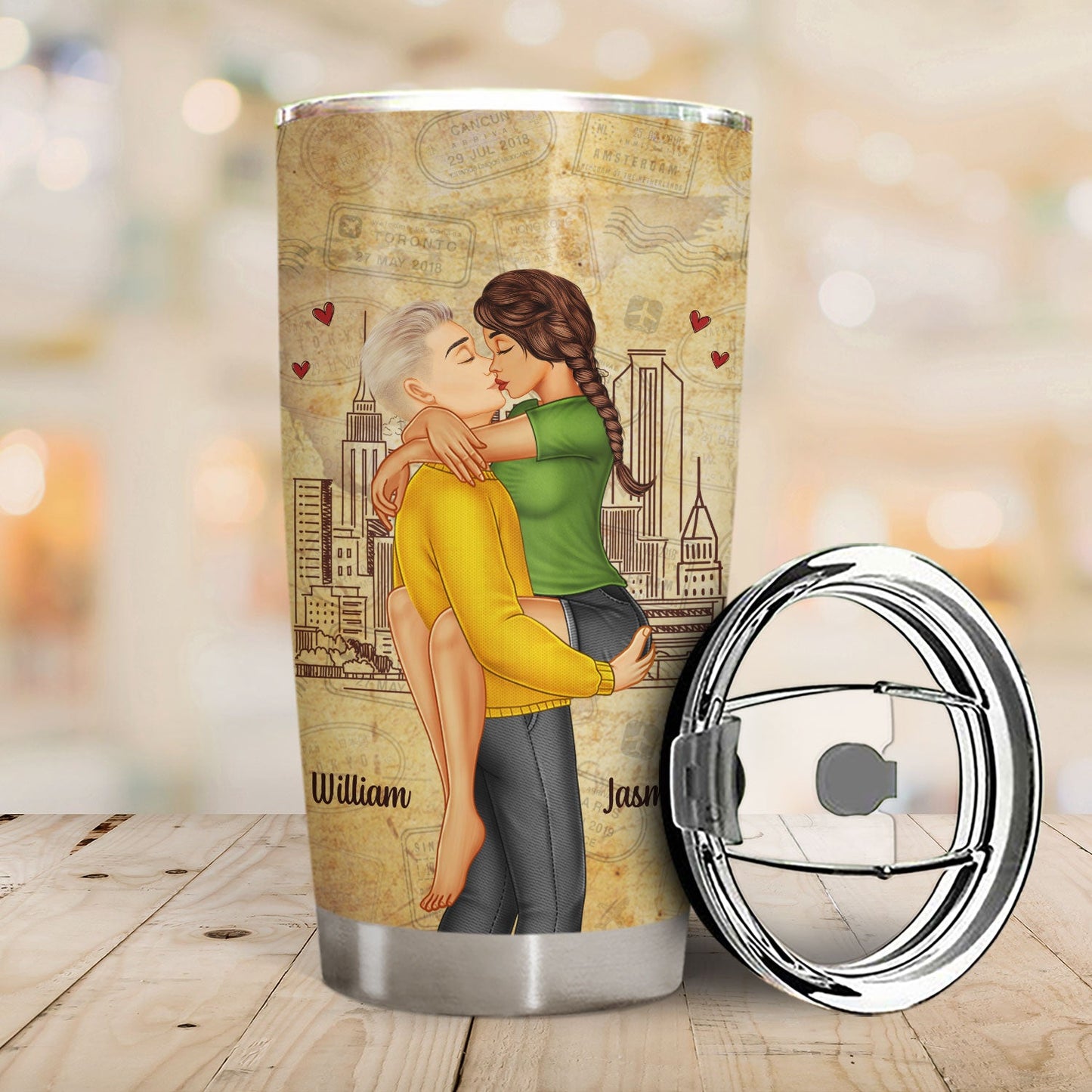 Couple Kissing I Wanna Do Bad Things With You - Gift For Couples - Personalized Tumbler