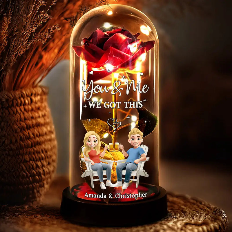 You & Me We Got This Holding Hands Couple - Personalized Everlasting Rose Dome Lamp