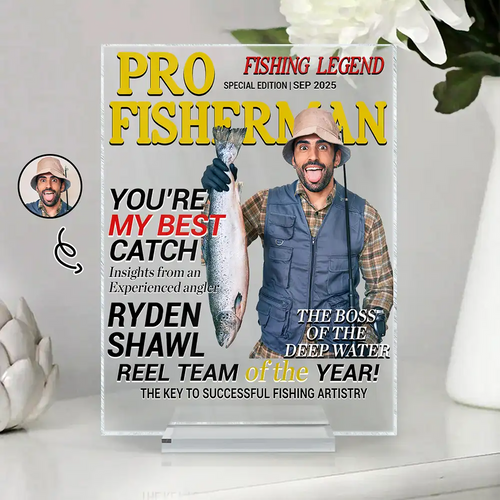 Custom Photo Fisherman Of The Year - Personalized Vertical Rectangle Acrylic Plaque