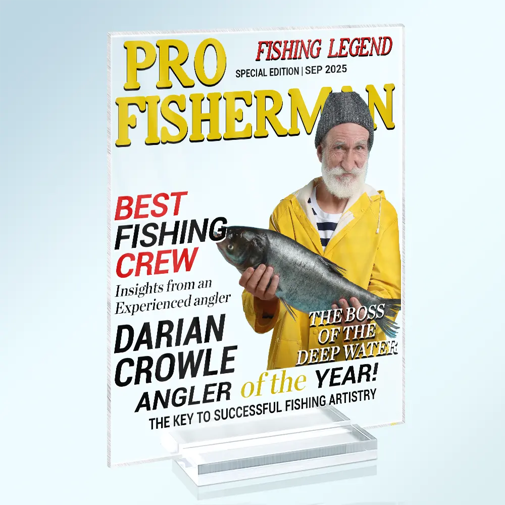 Custom Photo Fisherman Of The Year - Personalized Vertical Rectangle Acrylic Plaque