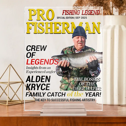 Custom Photo Fisherman Of The Year - Personalized Vertical Rectangle Acrylic Plaque