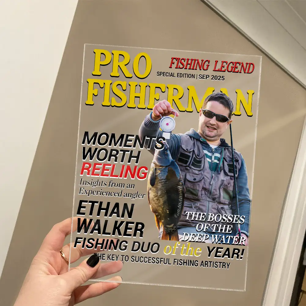 Custom Photo Fisherman Of The Year - Personalized Vertical Rectangle Acrylic Plaque