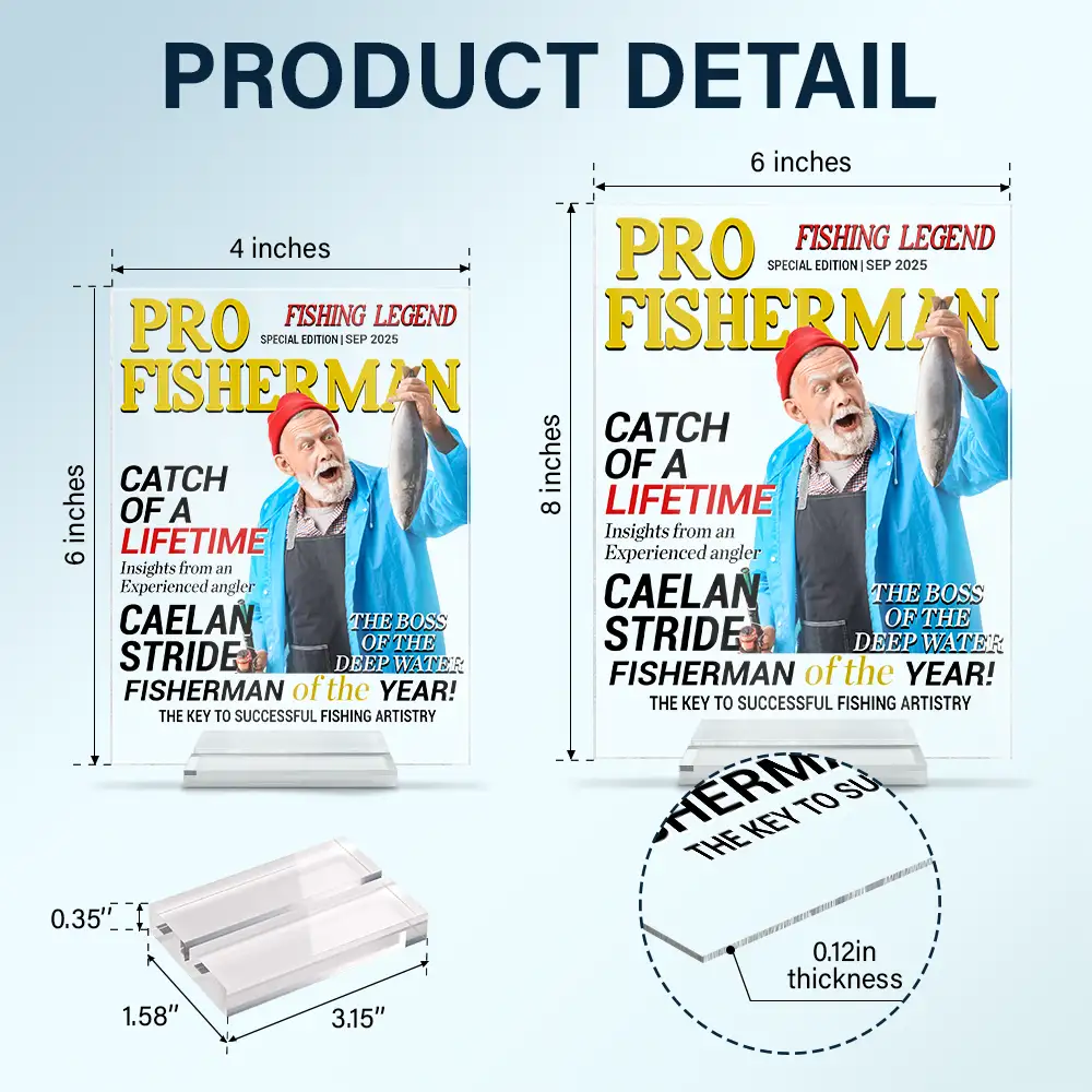 Custom Photo Fisherman Of The Year - Personalized Vertical Rectangle Acrylic Plaque