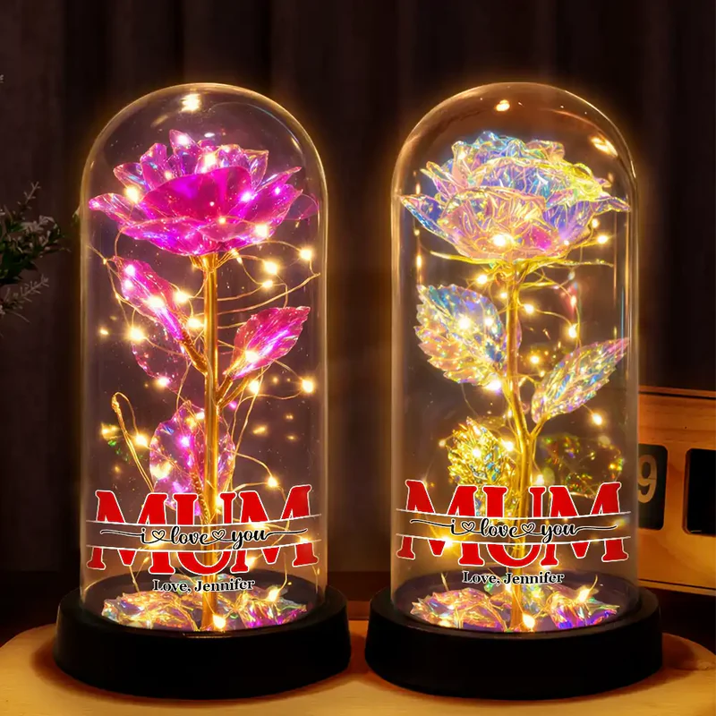 Mom We Love You - Personalized Everlasting Rose Dome Lamp