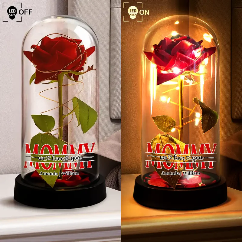 Mom We Love You - Personalized Everlasting Rose Dome Lamp