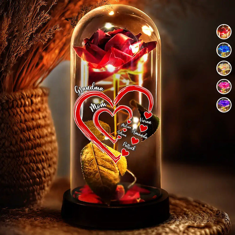 Mom Grandma Sweetheart - Personalized Everlasting Rose Dome Lamp