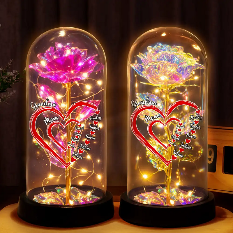Mom Grandma Sweetheart - Personalized Everlasting Rose Dome Lamp