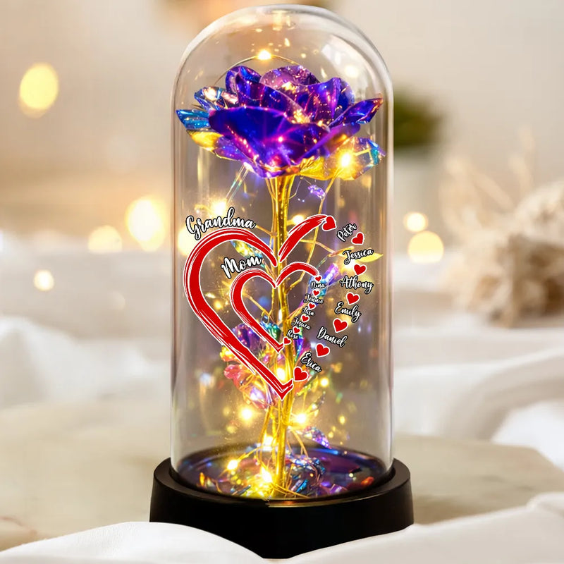 Mom Grandma Sweetheart - Personalized Everlasting Rose Dome Lamp