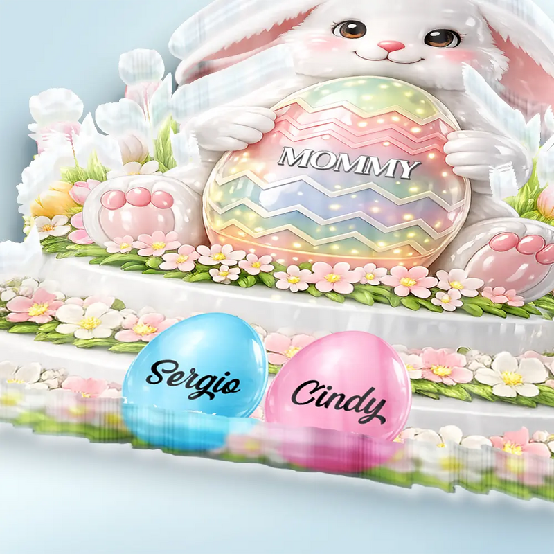 Bunny Grandma And Grandkids 3D Inflated Effect Printed - Personalized Custom Shaped Acrylic Plaque
