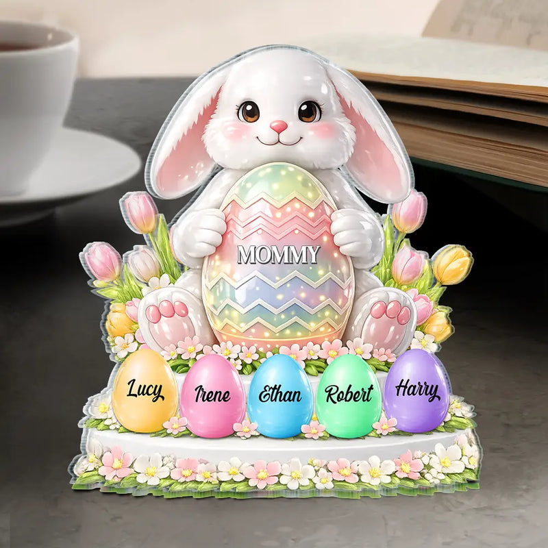 Bunny Grandma And Grandkids 3D Inflated Effect Printed - Personalized Custom Shaped Acrylic Plaque