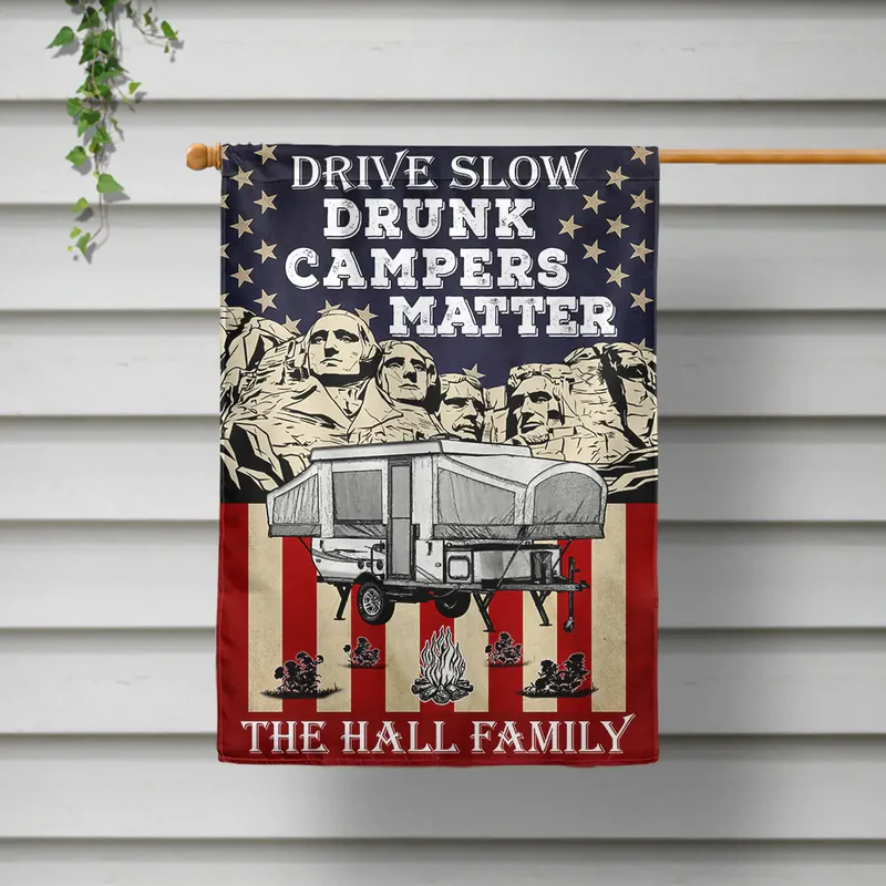 Drunk Camper Matter American Stars And Stripes - Personalized Flag