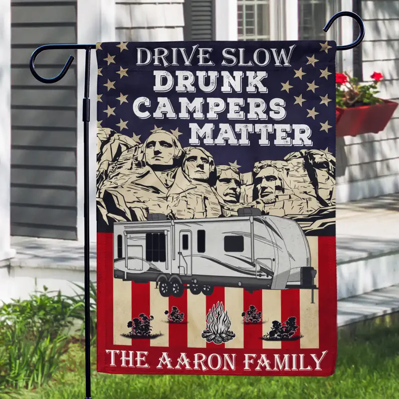 Drunk Camper Matter American Stars And Stripes - Personalized Flag