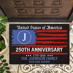 Family Monogram America 250th Anniversary - Personalized Doormat