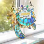 Turtle This Grandma Belongs To - Personalized Window Hanging Suncatcher Ornament