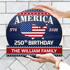 America 250th Anniversary US Semiquincentennial Birthday - Personalized Custom Shaped Wood Sign