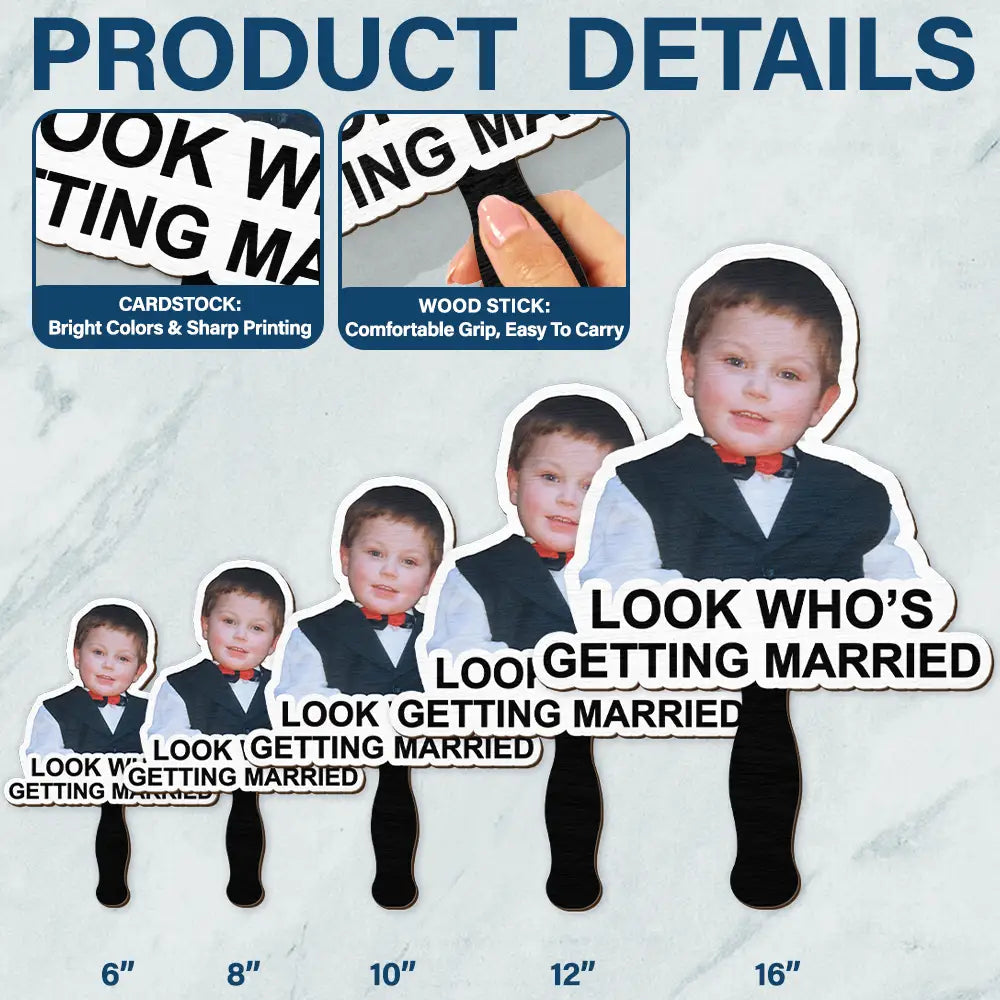 Custom Photo Look Who's Getting Married - Personalized Handheld Fan