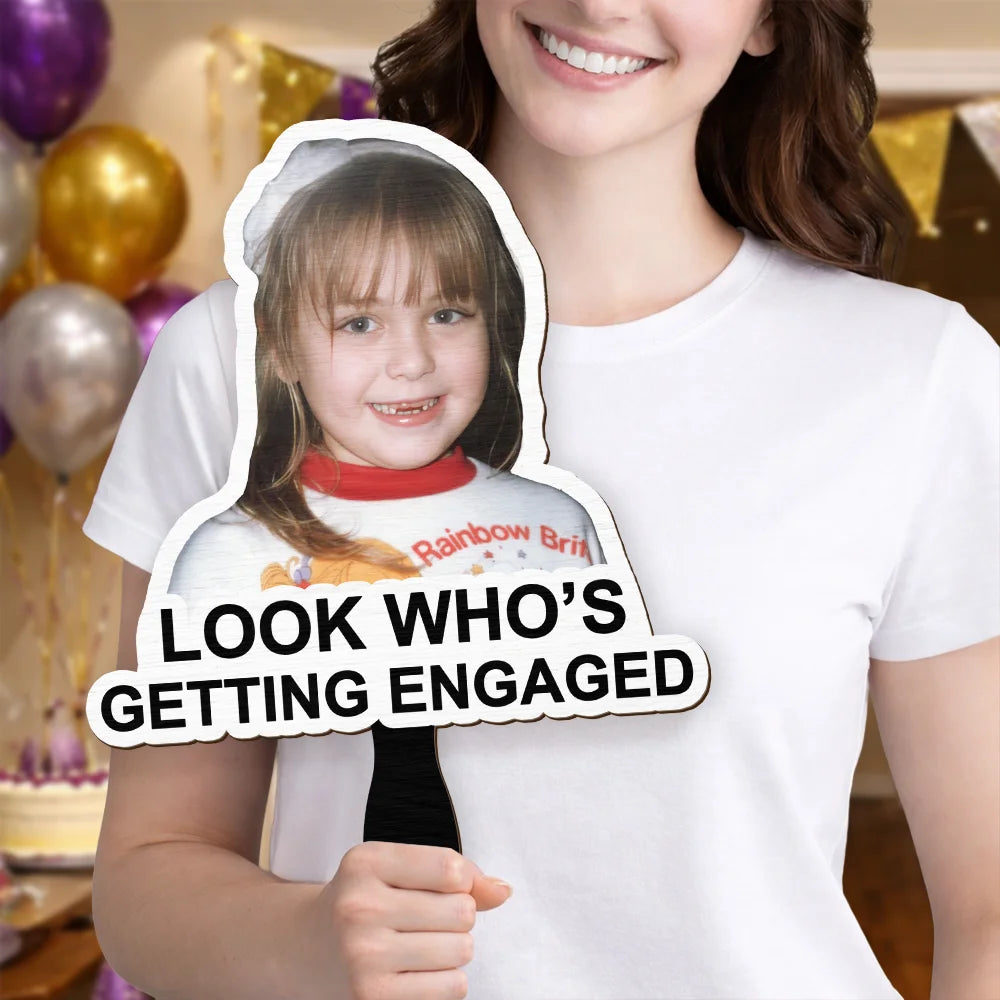 Custom Photo Look Who's Getting Married - Personalized Handheld Fan