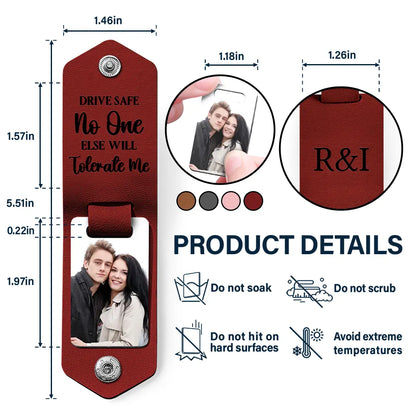 Custom Photo Drive Safe - Gift For Couples - Personalized Leather Photo Keychain