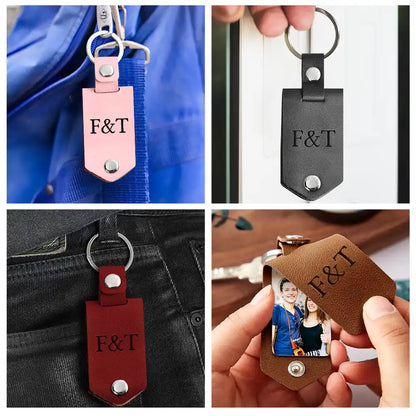 Custom Photo Drive Safe - Gift For Couples - Personalized Leather Photo Keychain