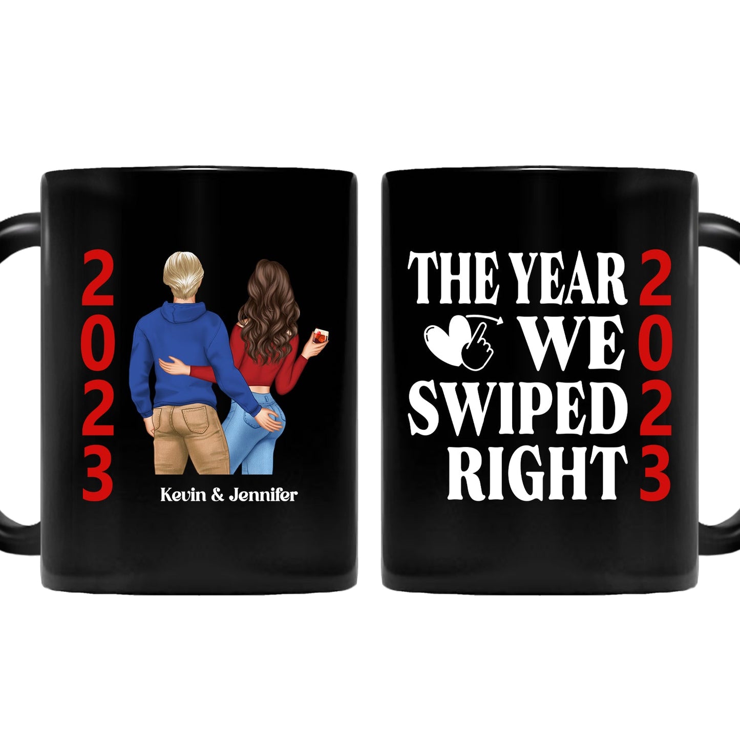 The Year We Swiped Right - Gift For Couples - Personalized Mug