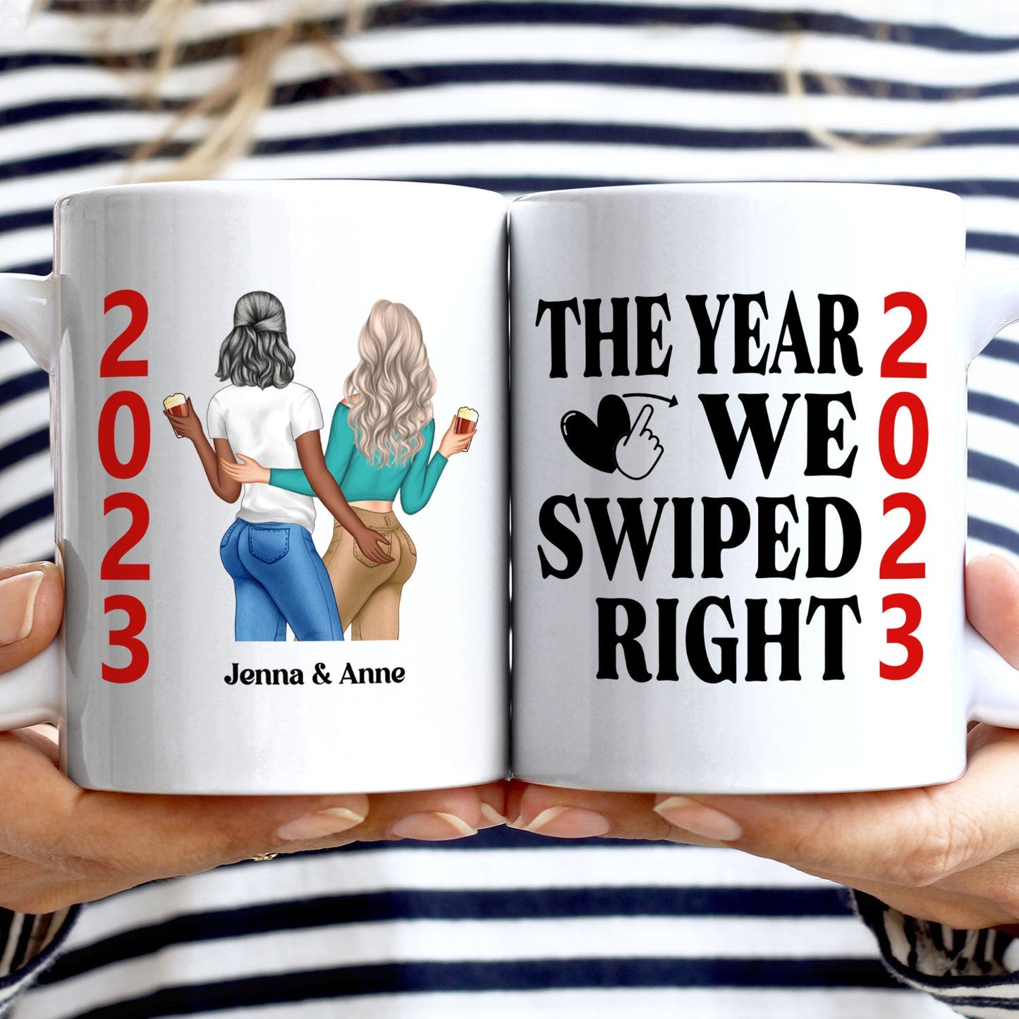 The Year We Swiped Right - Gift For Couples - Personalized Mug
