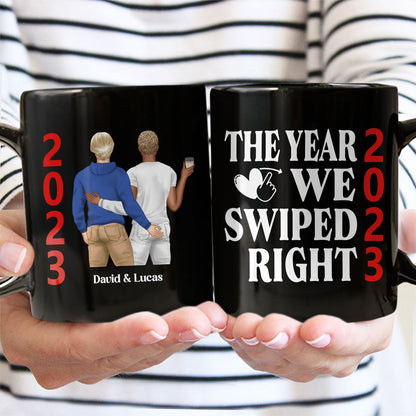 The Year We Swiped Right - Gift For Couples - Personalized Mug