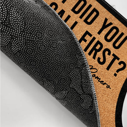 Flat Art Couple Did You Call First - Gift For Family - Personalized Doormat