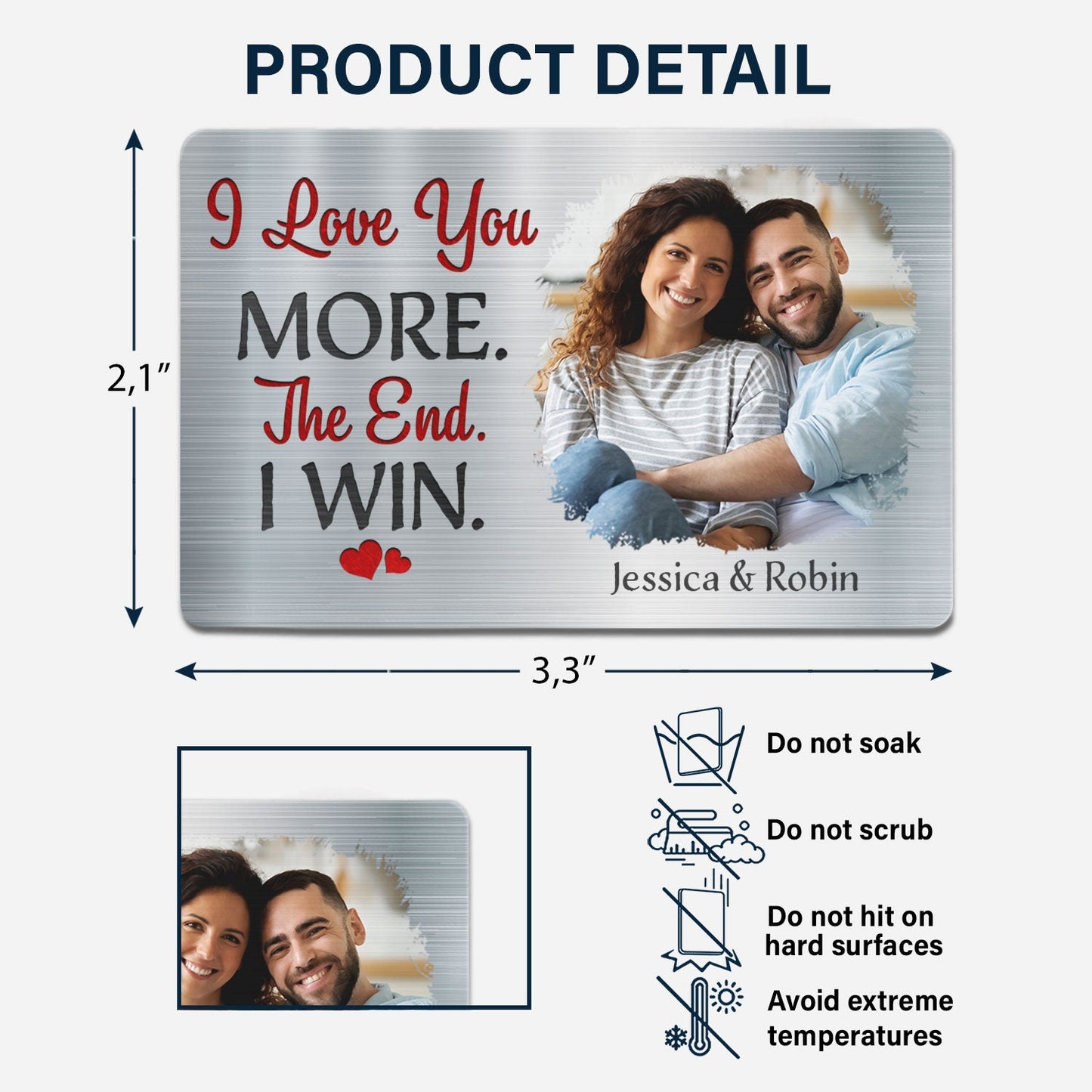 Custom Photo I Love You More - Gift For Couples - Personalized Aluminum Wallet Card