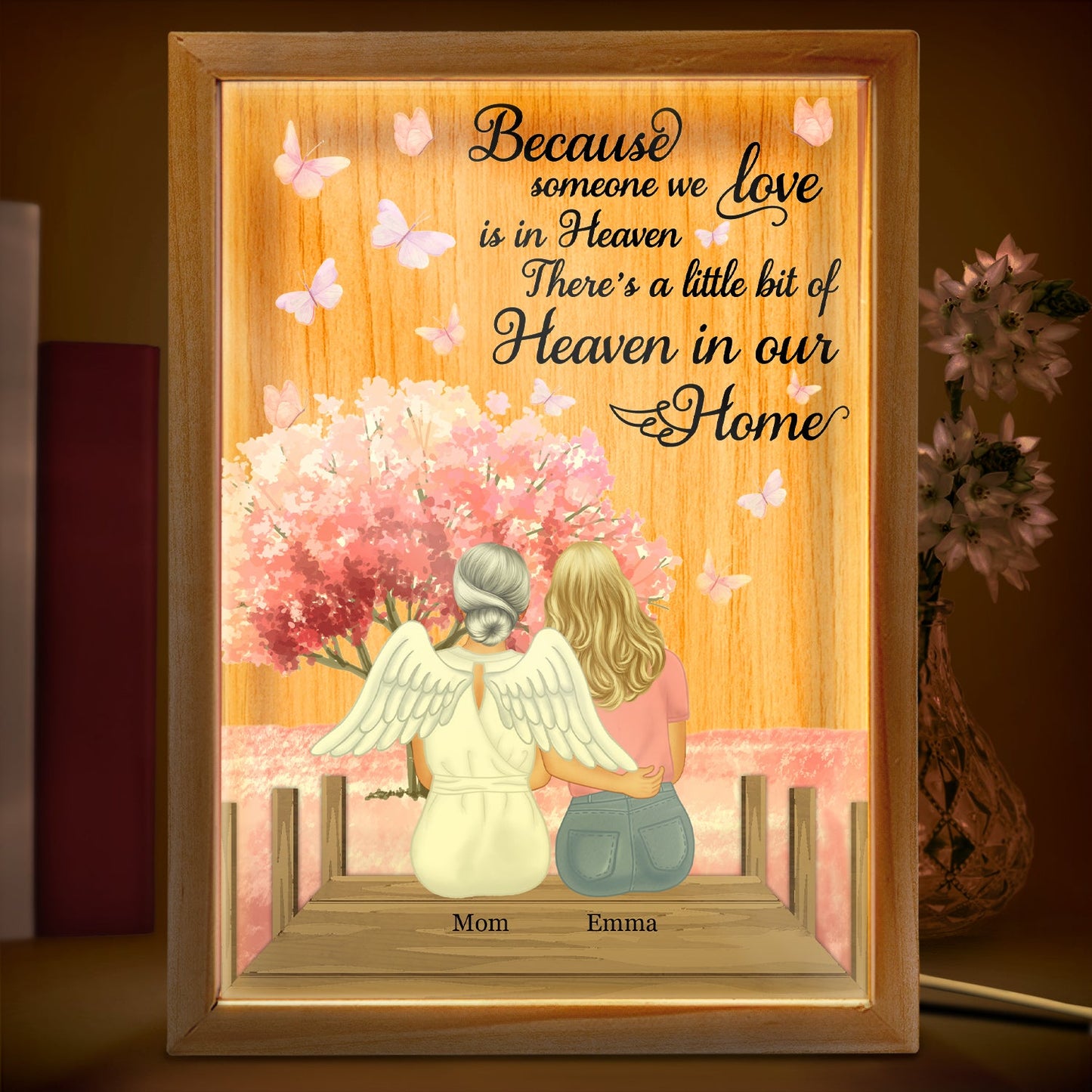 Mother Daughter Son Because Someone We Love - Memorial Gift - Personalized Picture Frame Light Box