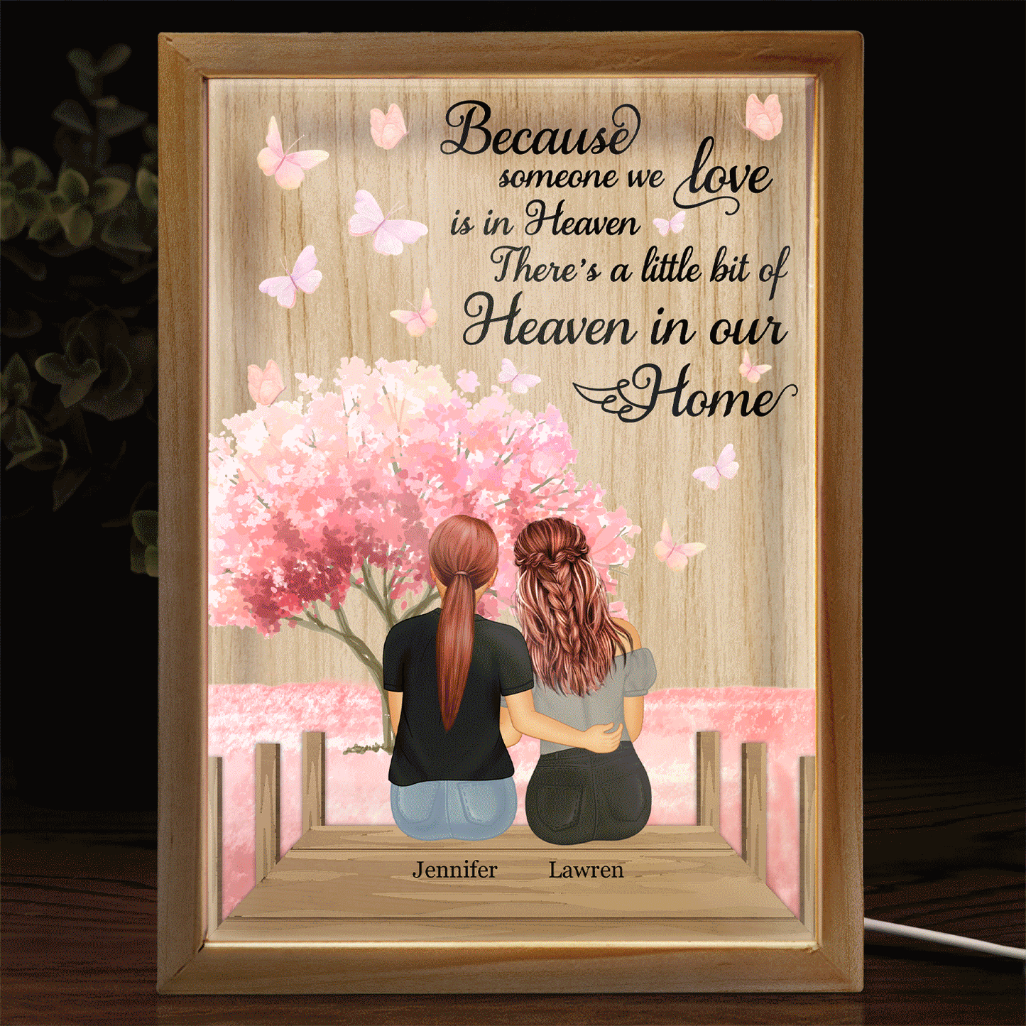 Mother Daughter Son Because Someone We Love - Memorial Gift - Personalized Picture Frame Light Box