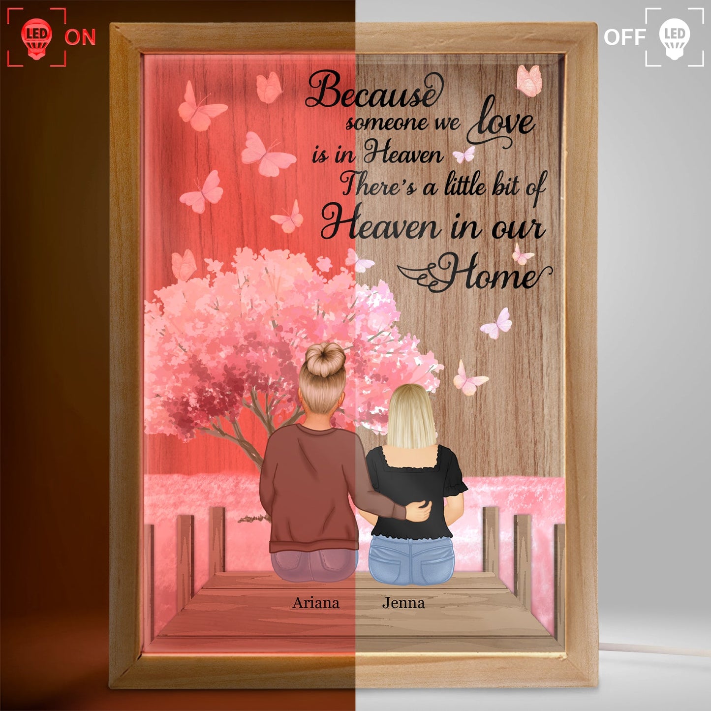 Mother Daughter Son Because Someone We Love - Memorial Gift - Personalized Picture Frame Light Box