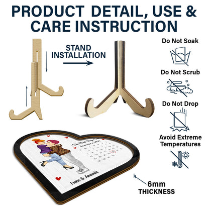 Calendar The Best Day Ever - Gift For Couples - Personalized 2-Layered Wooden Plaque